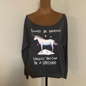 Gray Unicorn Graphic Sweatshirt